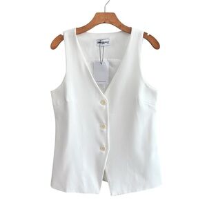 Princess Polly White Sleeveless Button Vest